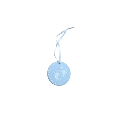 Calamita Appendino Piedini Bimbo Celeste in Ceramica