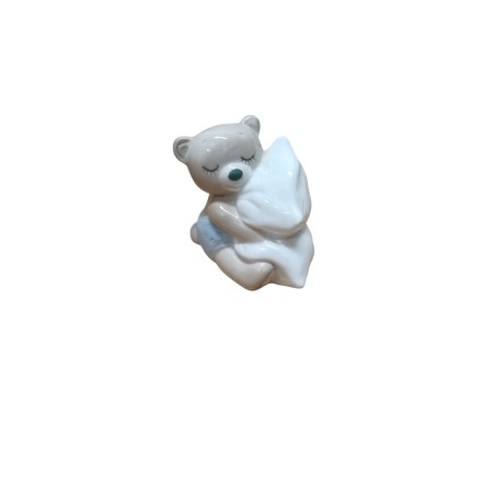 Orsetto Celeste con Cuscino in Ceramica